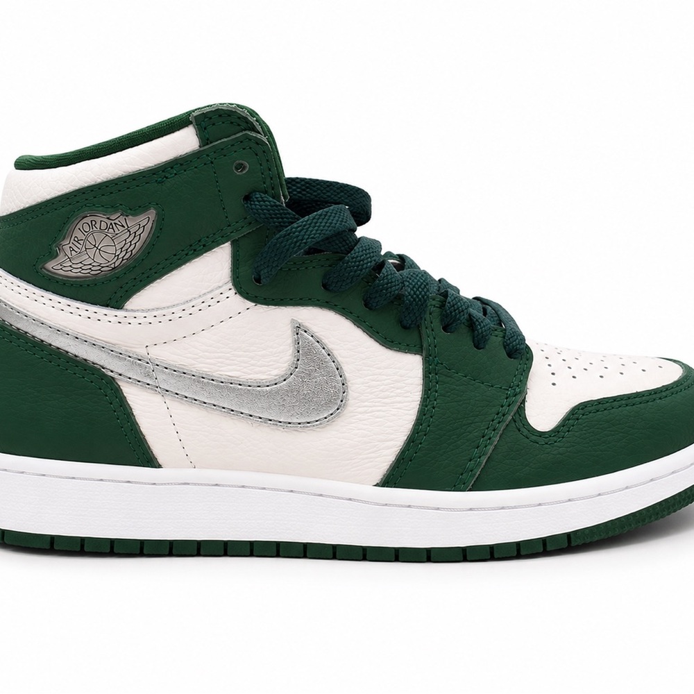 Air Jordan 1 Retro High OG Gorge Green Metallic Silver White Sneakers
